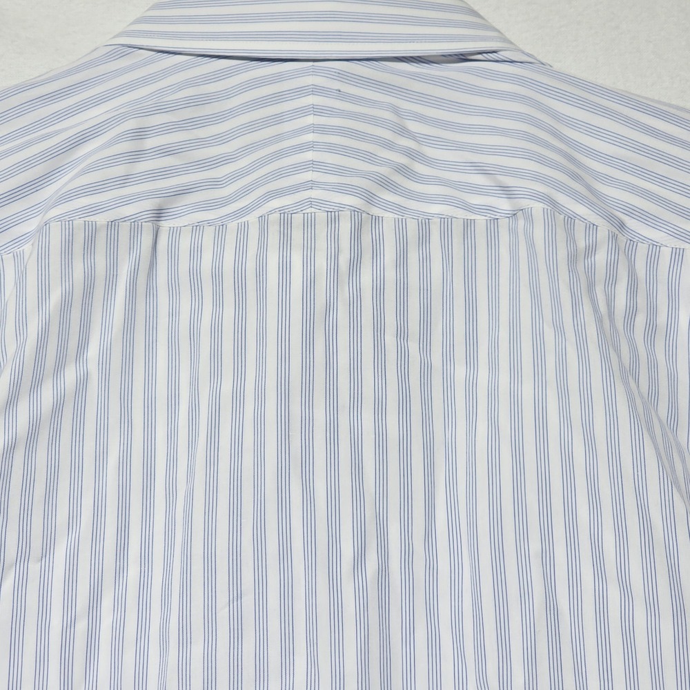 Turnbull & Asser Dress Shirt Men 17.5 Blue White Stripe Neiman Marcus England - Picture 7 of 10